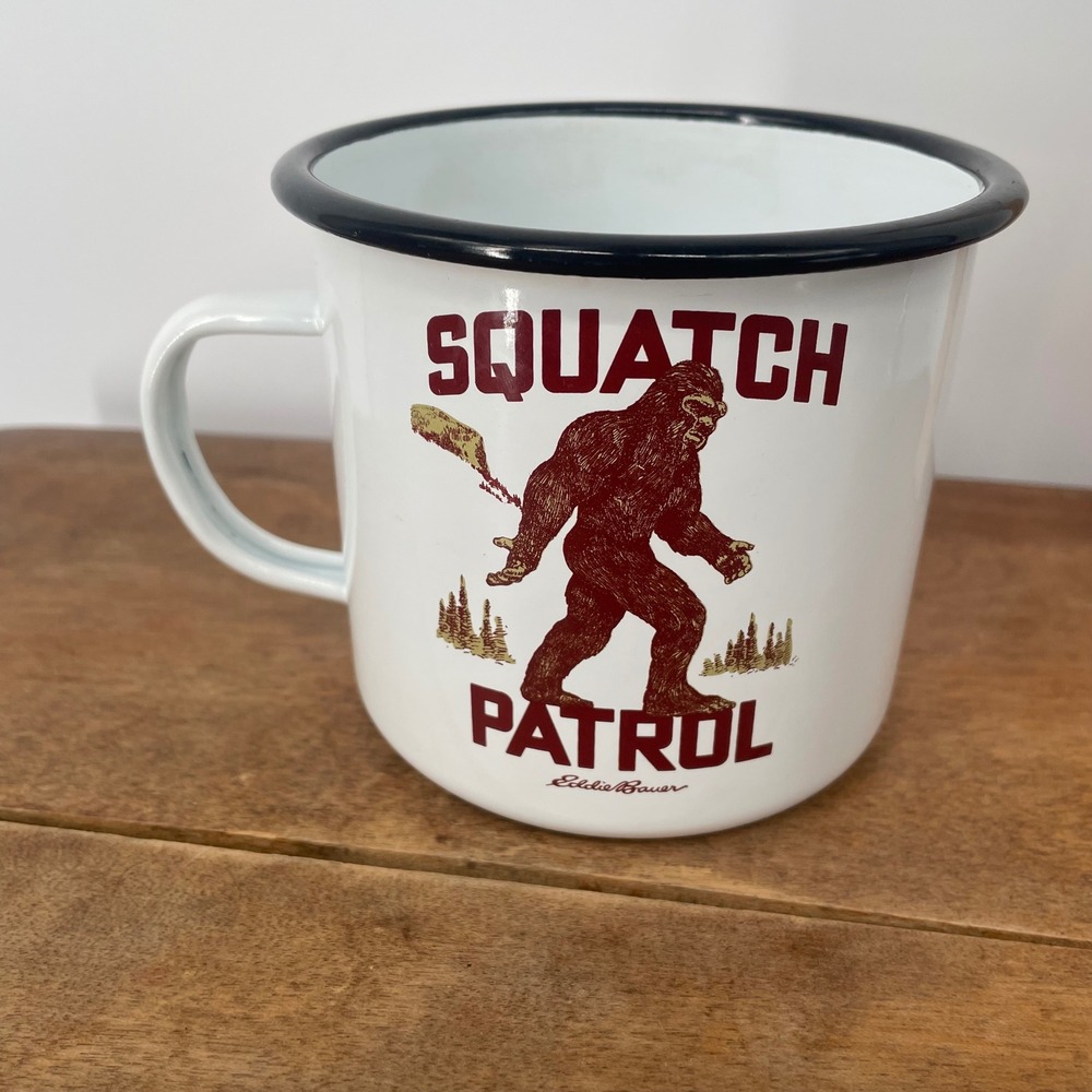 Eddie Bauer Squatch‎ Patrol 24oz Enamel Style Camp Mug Bigfoot Y2K Era